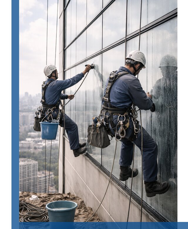 Профессиональная мойка фасадных окон альпинистами в Керчи