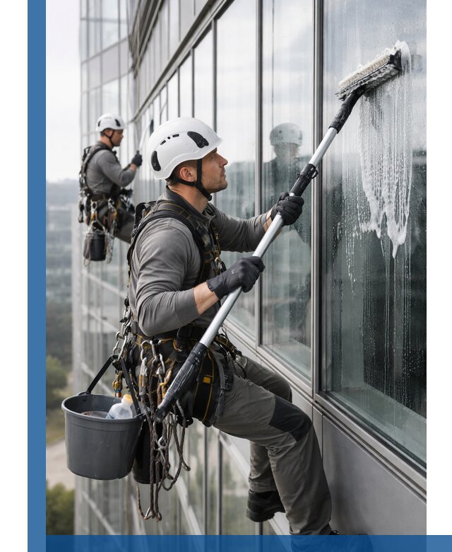 Высотная мойка сплошного остекления с выездом в Керчи