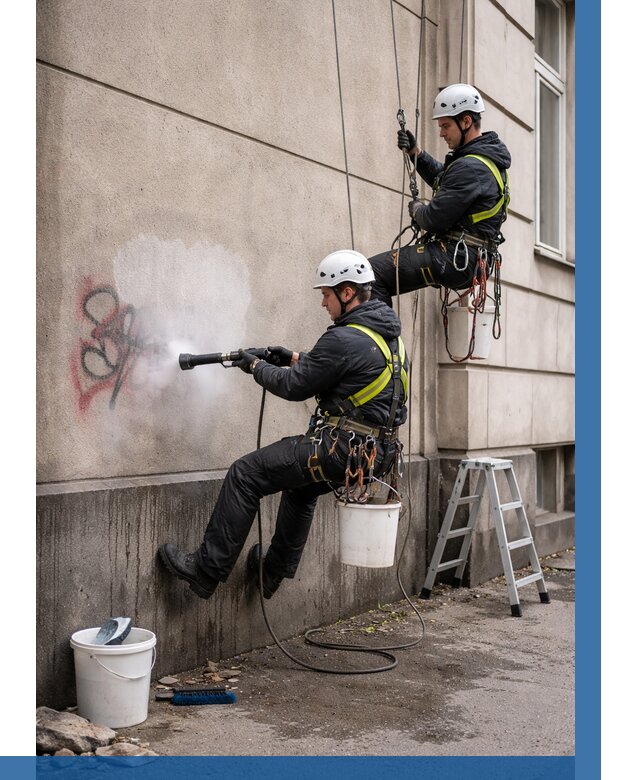 Удаление граффити с фасада в Керчи от 4595 р. | ВЫСОТНИК-Крч