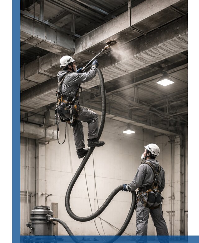 Обеспыливание потолочных конструкций в Керчи промышленным альпинизмом