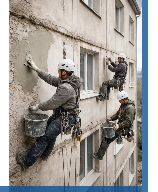 Ремонт штукатурного фасада в Керчи от 766 р. под ключ | ВЫСОТНИК-Крч