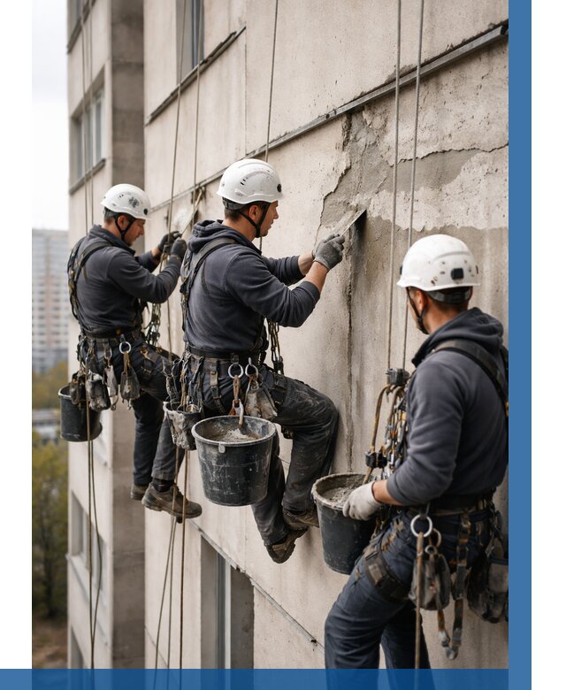 Ремонт бетонных элементов фасада в Керчи от 2553 р. | ВЫСОТНИК-Крч