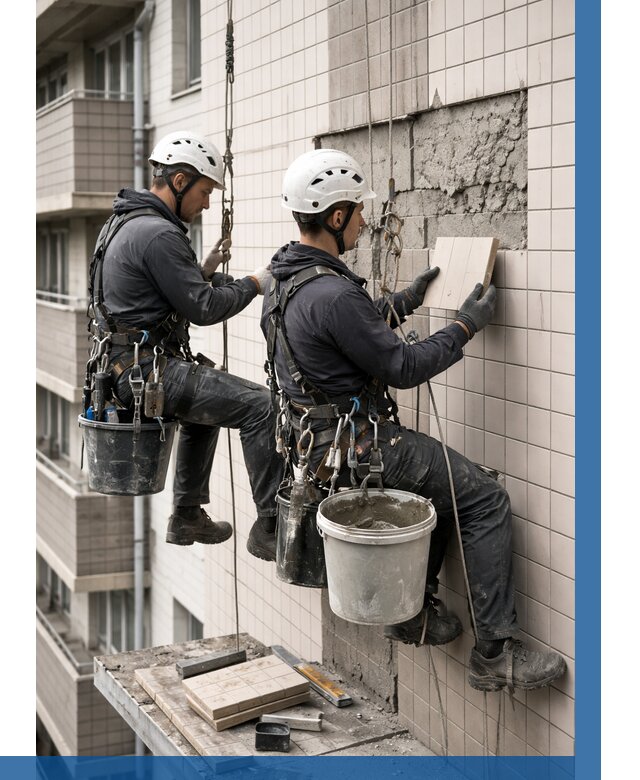 Ремонт облицовки фасада плиткой в Керчи от 1838 р. | ВЫСОТНИК-Крч