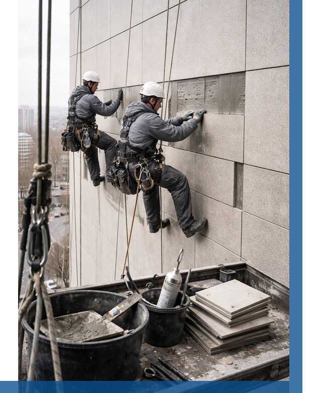 Ремонт фасада из керамогранита в Керчи от 2553 р. | ВЫСОТНИК-Крч