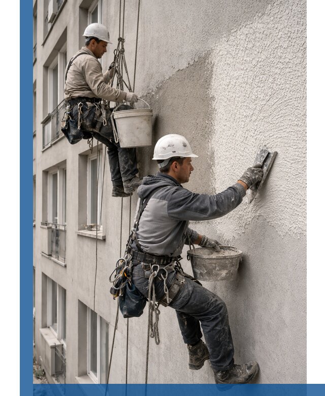 Нанесение декоративной штукатурки короед на фасад в Керчи