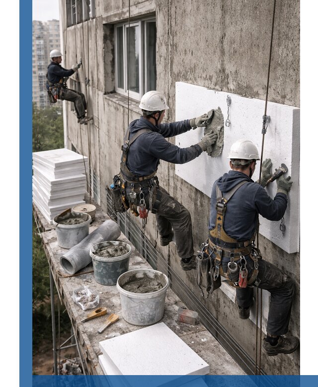 Утепление фасада пенополистиролом в Керчи под ключ