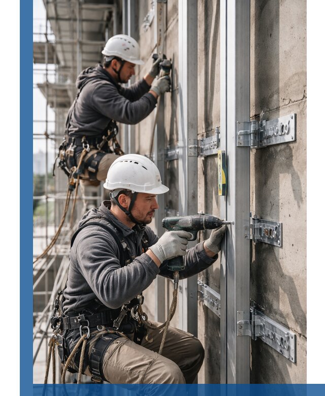 Монтаж и крепление подсистемы вентфасада в Керчи