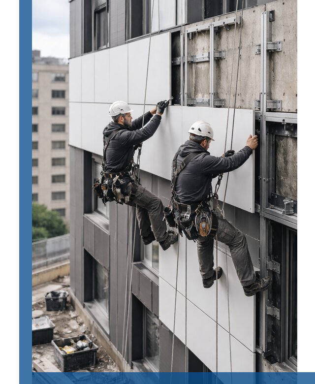 Монтаж композитных панелей фасада в Керчи под ключ