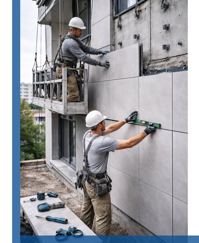 Монтаж керамогранита на фасад в Керчи под ключ с гарантией качества