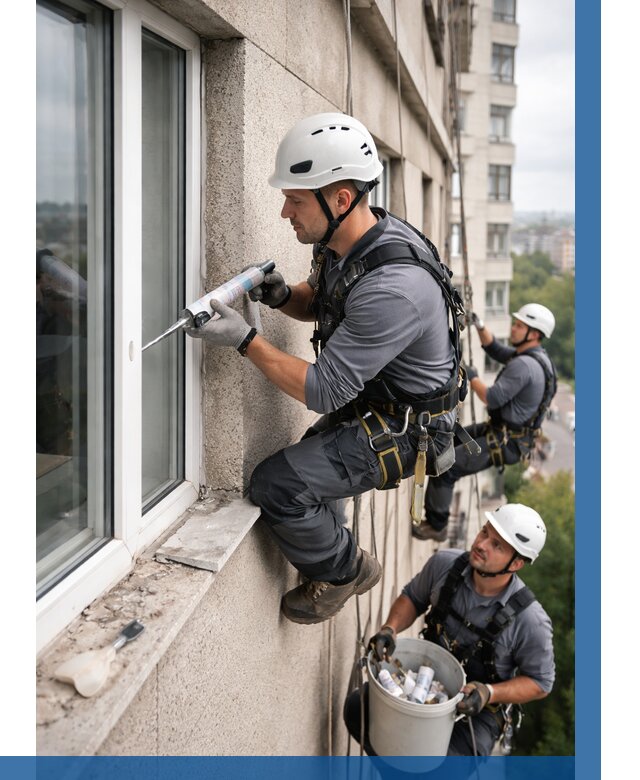 Герметизация оконных швов снаружи в Керчи от 1532 р. | ВЫСОТНИК-Крч