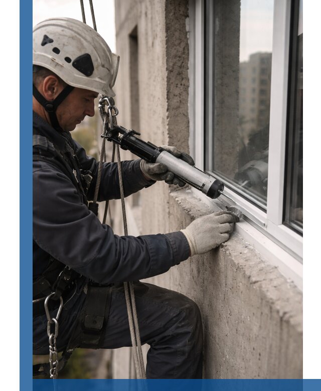 Герметизация оконных швов снаружи в Керчи профессионально