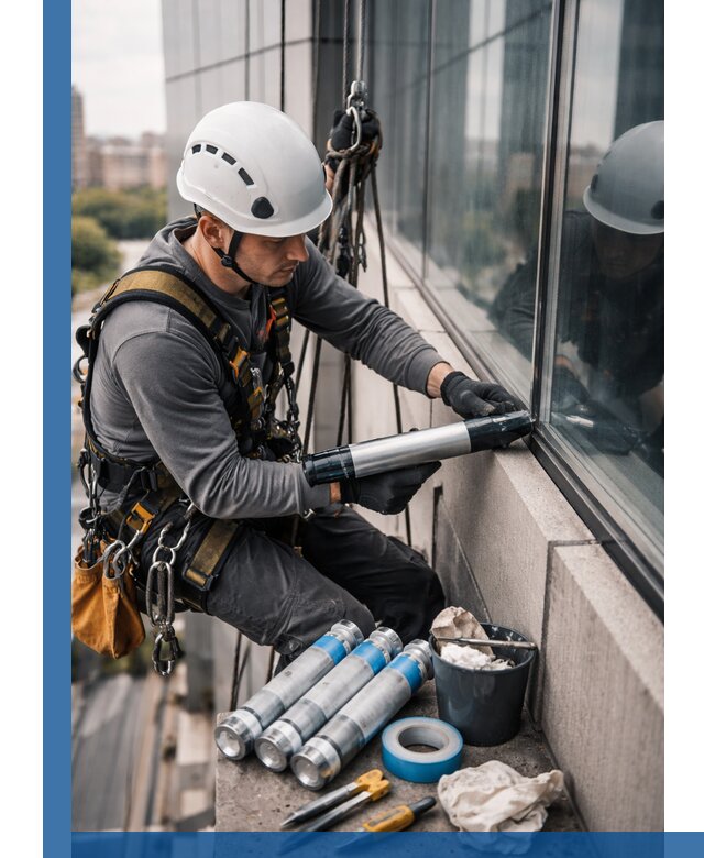 Герметизация стыков витража в Керчи для герметичных фасадов