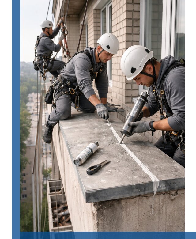 Герметизация балконного козырька в Керчи профессионально