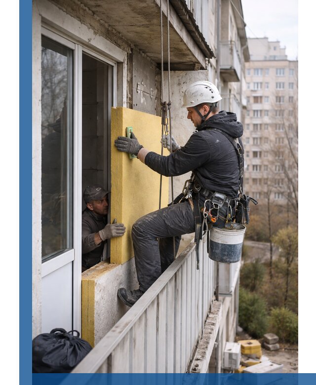Профессиональное утепление балкона снаружи в Керчи под ключ