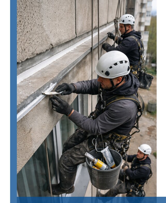 Герметизация примыкания балкона в Керчи под ключ с гарантией