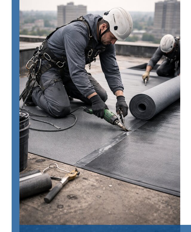 Ремонт мягкой кровли в Керчи с выездом промальпинистов