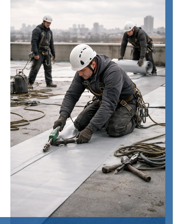 Ремонт мембранной кровли в Керчи от 1838 р./м2 | ВЫСОТНИК-Крч