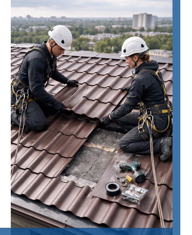 Ремонт металлочерепицы на крыше в Керчи от 919 р. | ВЫСОТНИК-Крч