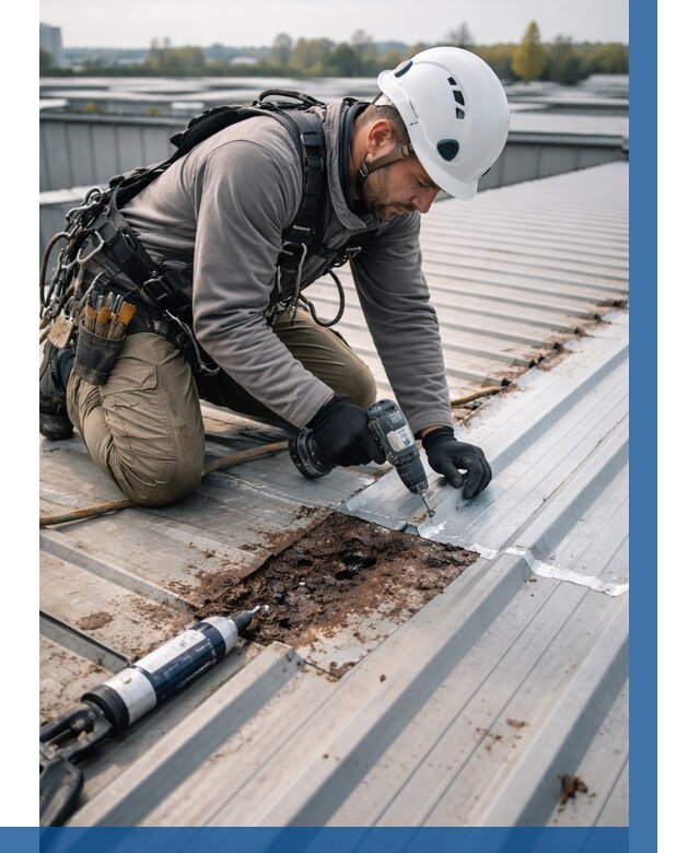 Ремонт профнастила на кровле в Керчи от 715 р. | ВЫСОТНИК-Крч