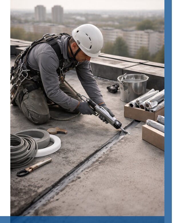 Герметизация швов кровли в Керчи от 460 р./м2 | ВЫСОТНИК-Крч