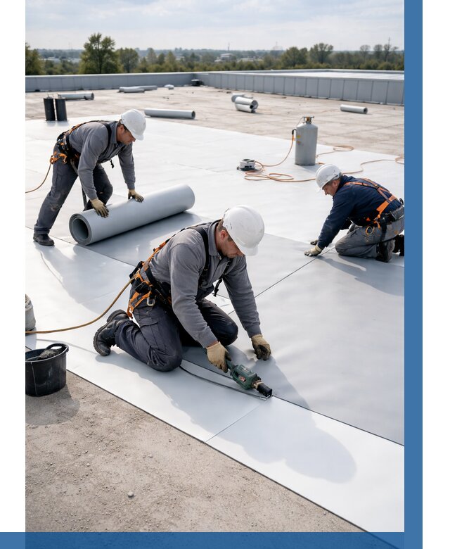 Монтаж мембранной кровли под ключ в Керчи от 1225 р. | ВЫСОТНИК-Крч