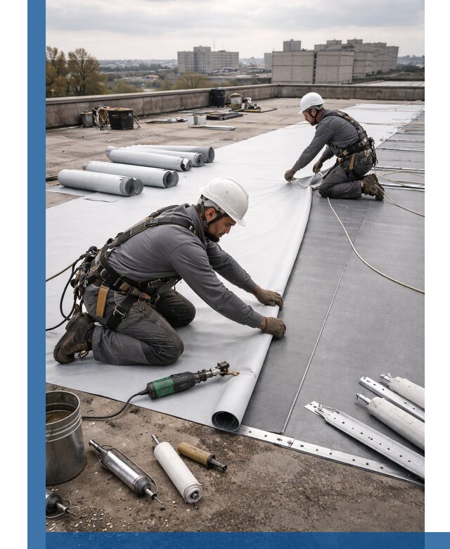 Монтаж мембранной кровли в Керчи для промышленных зданий