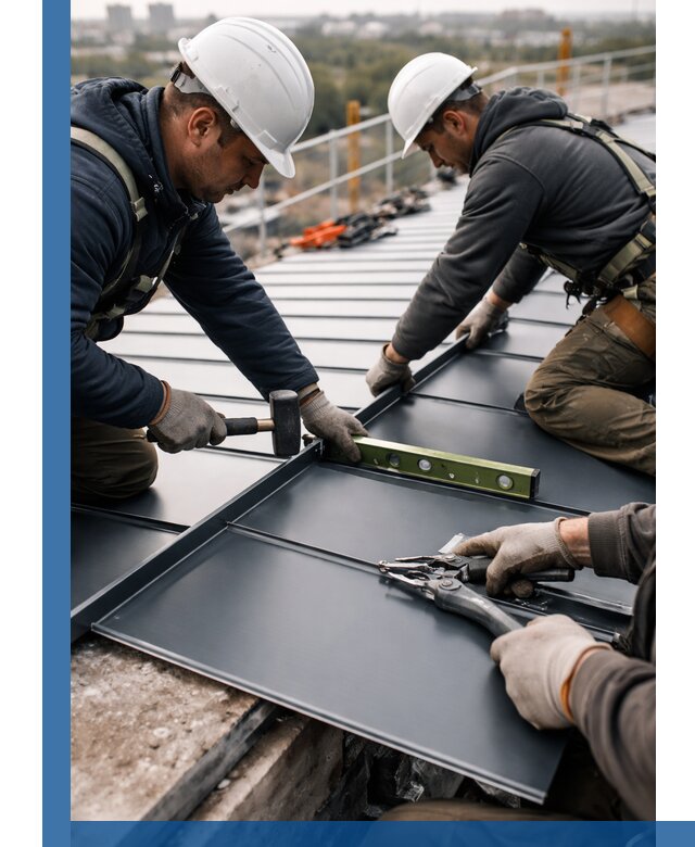 Монтаж фальцевой кровли в Керчи для промышленных зданий