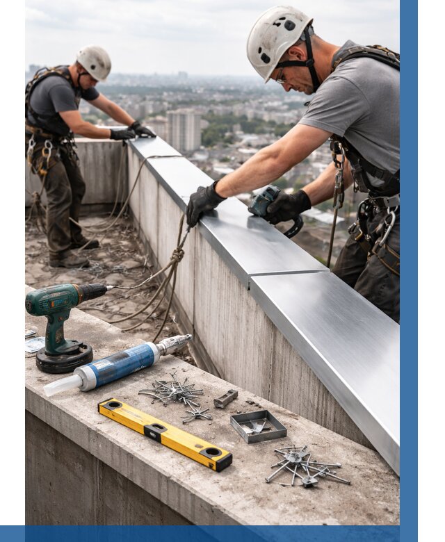 Монтаж парапетных крышек в Керчи от 817 р. | ВЫСОТНИК-Крч