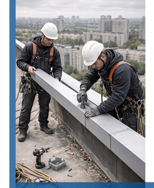 Монтаж парапетных крышек и ограждений кровли в Керчи