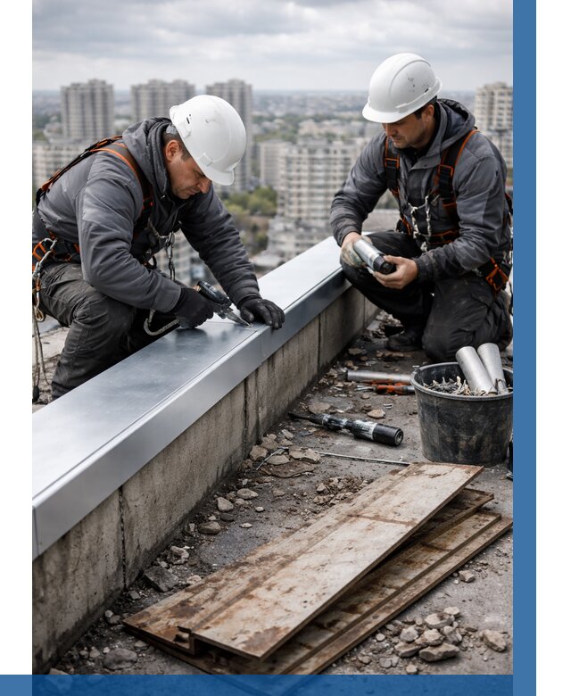 Замена парапетных крышек под ключ в Керчи от 1225 р. | ВЫСОТНИК-Крч