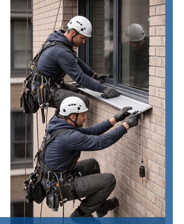 Монтаж оконных отливов под ключ в Керчи от 3574 р. | ВЫСОТНИК-Крч