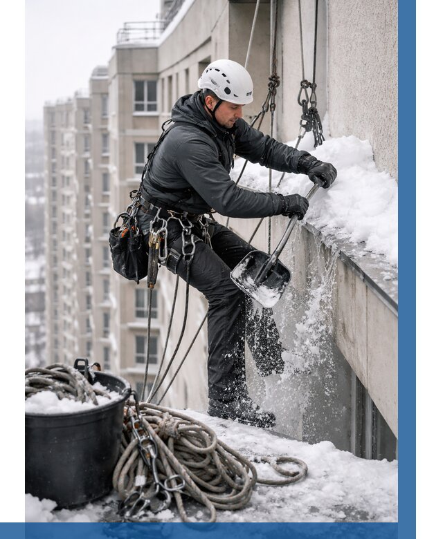 Очистка карнизов от снега в Керчи от 306 р. | ВЫСОТНИК-Крч