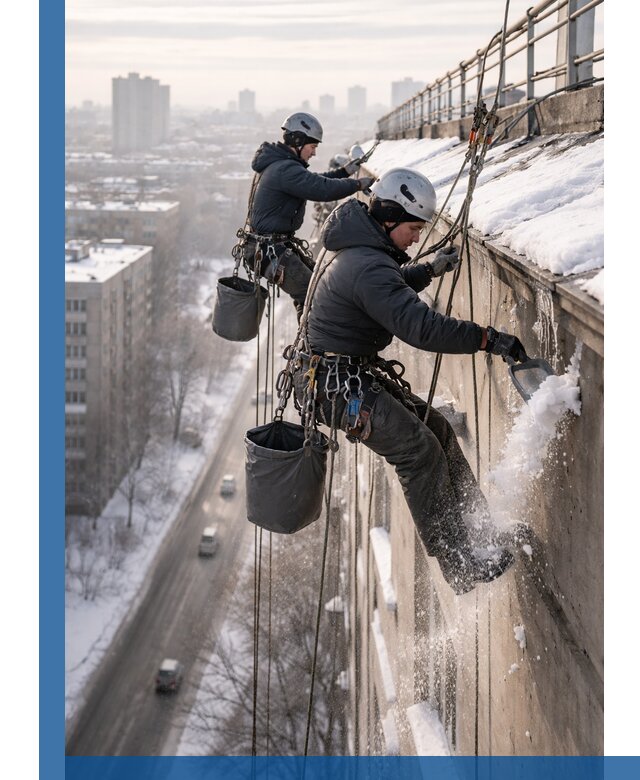Очистка карнизов от снега в Керчи профессионально и безопасно