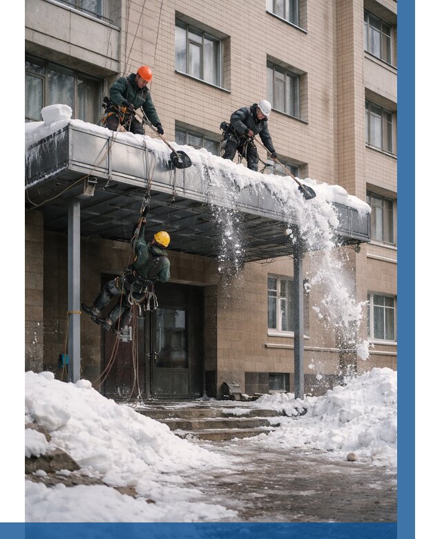 Очистка козырьков от снега в Керчи от 3574 р. | ВЫСОТНИК-Крч