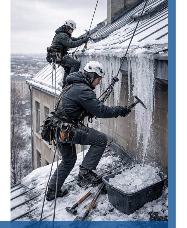 Удаление наледи с кровли в Керчи от 5617 р. | ВЫСОТНИК-Крч