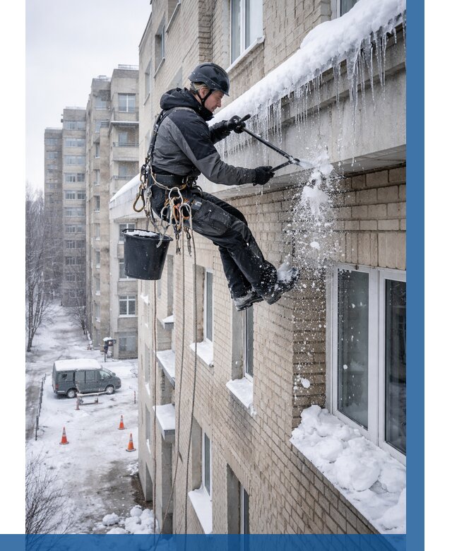 Удаление наледи с карнизов в Керчи от 357 р. | ВЫСОТНИК-Крч