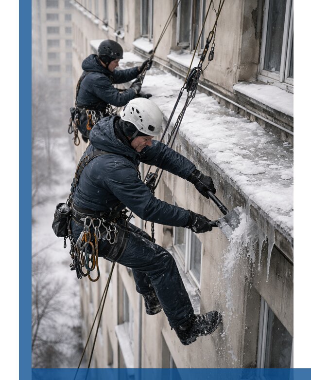 Удаление наледи и сосулек с карнизов в Керчи профессионально