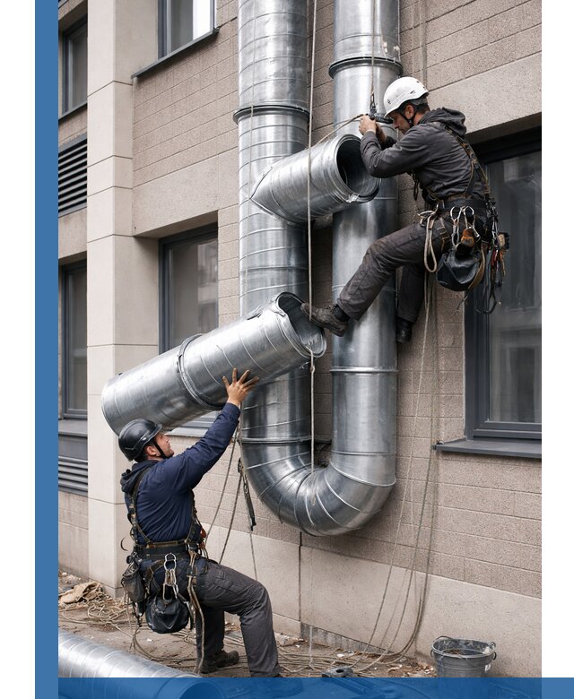 Монтаж фасадных воздуховодов в Керчи с герметизацией и крепежом