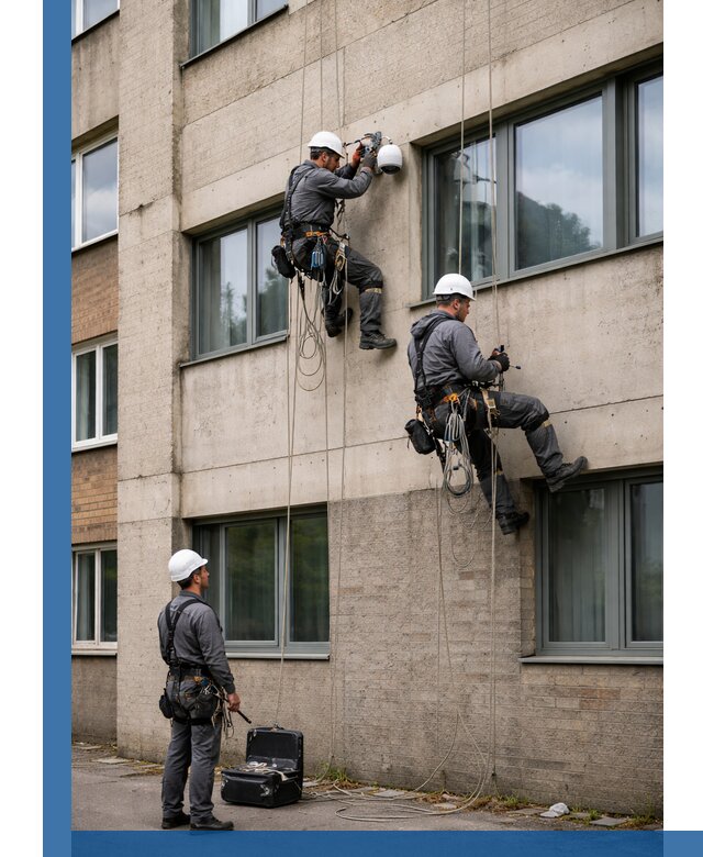 Монтаж фасадных камер видеонаблюдения в Керчи под ключ