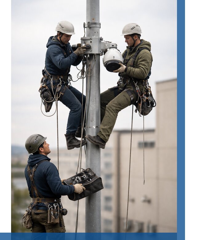 Установка видеокамер на мачте в Керчи от 8680 р. | ВЫСОТНИК-Крч