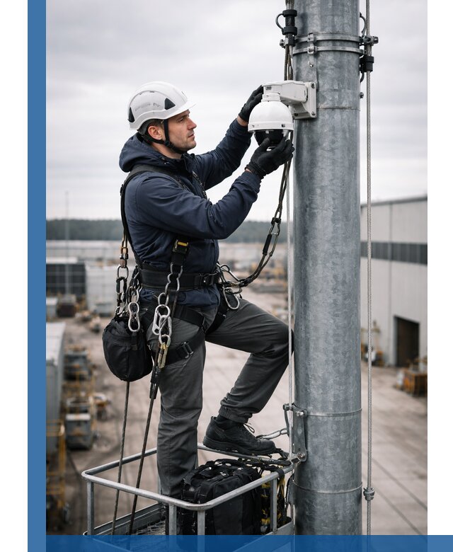 Профессиональная установка видеокамер на мачте в Керчи