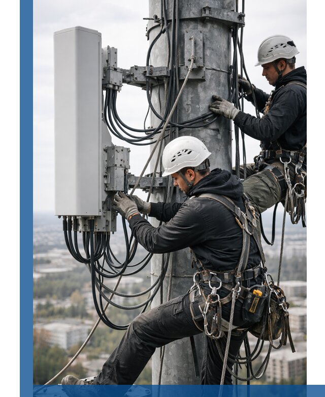 Монтаж оборудования связи на мачте в Керчи с пусконаладкой