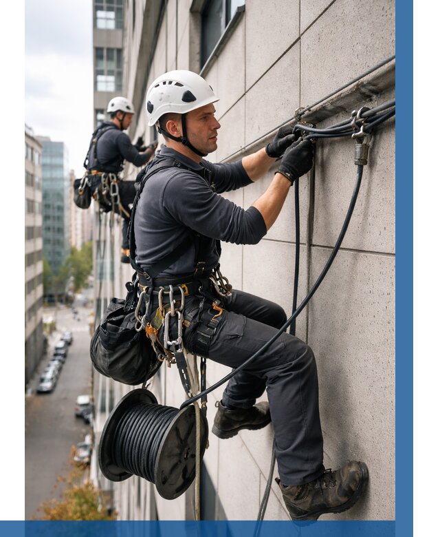 Прокладка кабеля по фасаду в Керчи от 357 р. | ВЫСОТНИК-Крч