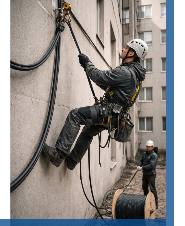 Протяжка кабеля питания на высоте в Керчи от 460 р. | ВЫСОТНИК-Крч