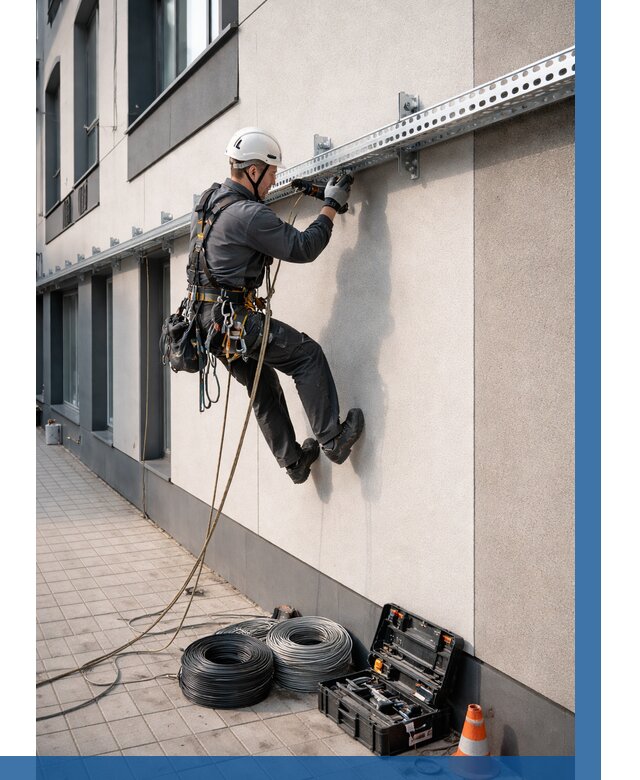 Монтаж кабельных лотков на фасаде в Керчи от 1225 р. | ВЫСОТНИК-Крч