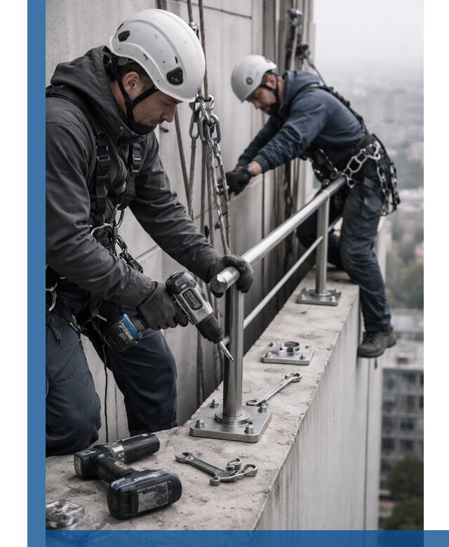 Монтаж перил на высоте в Керчи для жилых и промобъектов