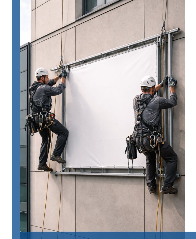 Монтаж наружной рекламной вывески в Керчи под ключ