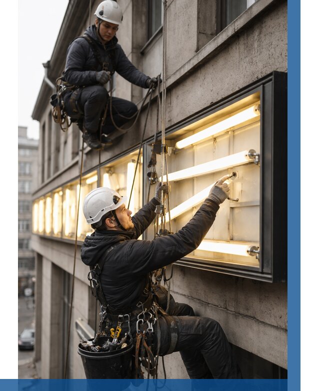 Замена ламп в вывеске в Керчи под ключ от 3574 р. | ВЫСОТНИК-Крч