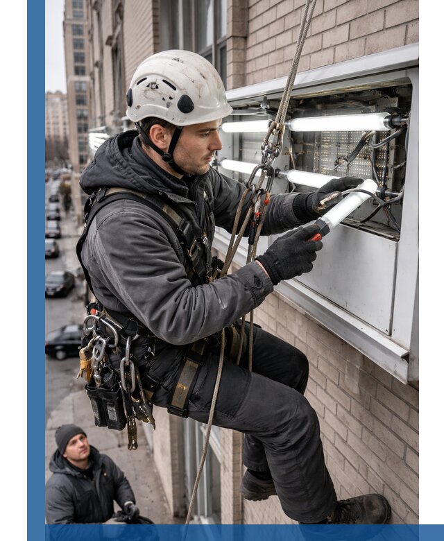 Профессиональная замена ламп в наружной вывеске в Керчи
