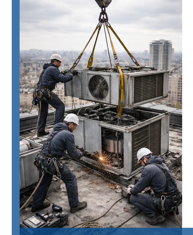 Демонтаж крышной установки в Керчи любой сложности